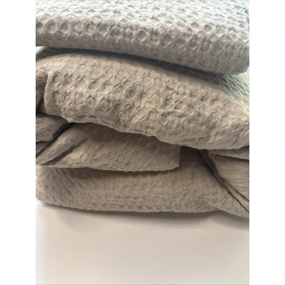 NEW QUINCE ORGANIC LUXE HONEYCOMB DUVET COVER SET  Full/QUEEN SAND MSRP $114
